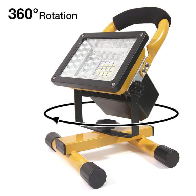 Portable LED Flood Light with Rechargeable Battery and Builtin Power